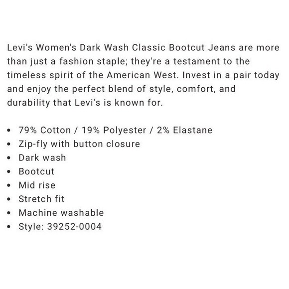 Levi's Classic Bootcut Dark Wash Jeans Mid Rise Women's Size 18W - Picture 6 of 14